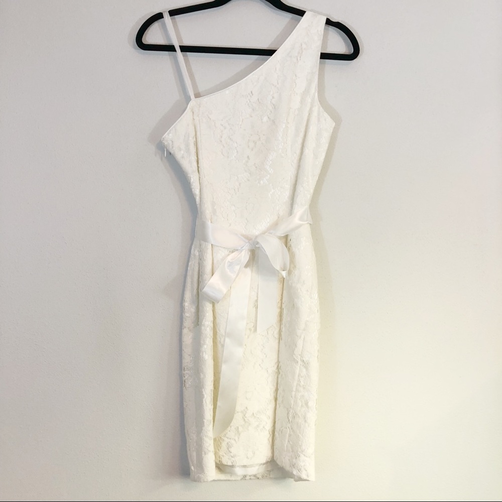 Simply Liliana white lace one shoulder dress sz 8 - Picture 4 of 8